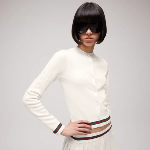 Gg Fine Cotton Viscose Jacquard Cardigan