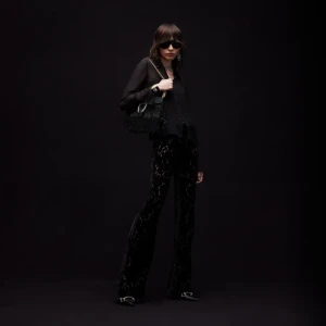 Floral Devoré Velour Pants