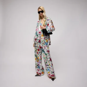 Printed Silk Twill Pants