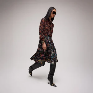 Printed Silk Midi Skirt
