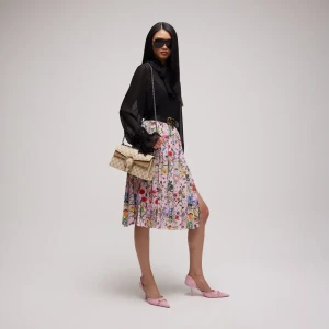 Printed Silk Pleated Skirt
