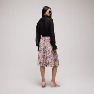 Printed Silk Pleated Skirt
