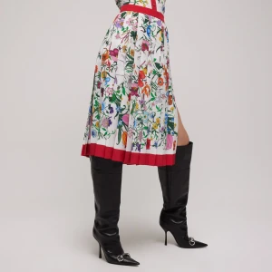Printed Silk Pleated Skirt