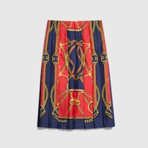 Printed Silk Twill Midi Skirt