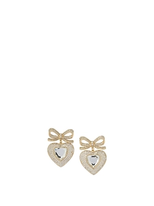 Heart Shaped Earrings With Embellished Bow