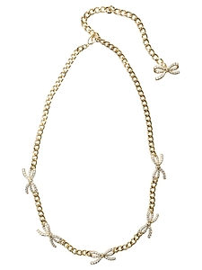 Self Portrait Necklace With Bows With Crystals