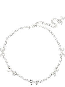 Self Portrait Necklace With Bows And Crystals