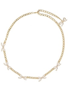 Self Portrait Necklace With Bows And Crystals