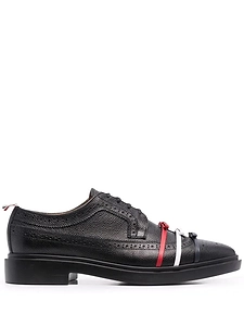 Thom Browne 3 Bow Longwing Brogue On Lightweight Rubber Sole In Pebble Grain Leather
