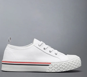 Collegiate Low Top Trainer W/ Tartan Tread Sole In Organic Canvas