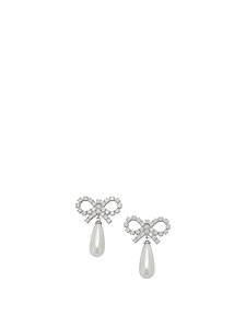 Pearl Earrings With Crystal Bow