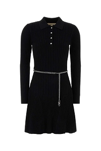 Michael By Michael Kors Black Stretch Knit Mini Dress