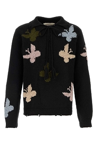 Baziszt Black Alpaca Blend Bowrain Sweater