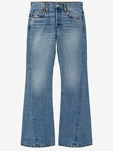 Twisted Mid Rise Bootcut Cotton Jeans
