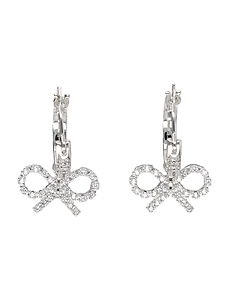 Self Portrait Crystal Bow Hoop Earrings