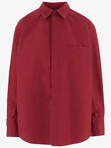 Cotton Blend Shirt With Ruffled Back