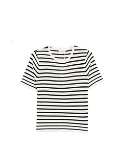Soft Goat Striped Short Sleeve Top