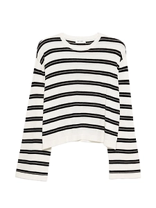 Soft Goat Striped Long Sleeve Sweater