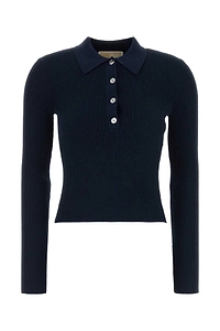 Michael By Michael Kors Midnight Blue Stretch Viscose Blend Polo Shirt