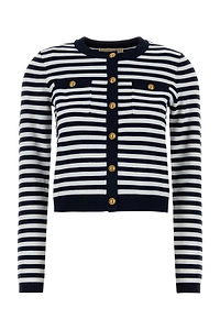 Embroidered Stretch Viscose Blend Cardigan