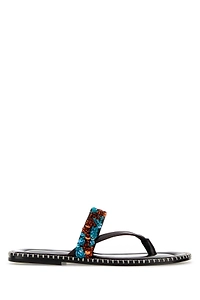 Dries Van Noten Chocolate Leather Thong Slippers