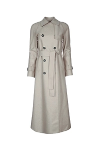 Harris Wharf London Women Long Raglan Trench Light Pressed Wool