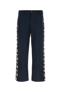 Baziszt Navy Blue Cotton Pine Pant