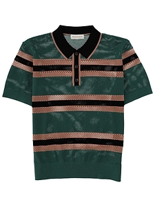 Dries Van Noten Perforated Polo Shirt Mercy Stripe
