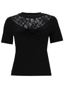 Nina Ricci T Shirt With Bow And Lace Inserts