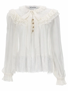 Self Portrait Georgette Blouse With Ruffles
