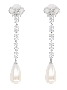 Bow Pearl Droplet Earrings
