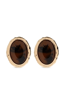Self Portrait Hammered Gold Tiger Eye Earrings