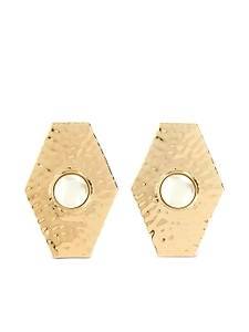 Self Portrait Large Hammered Gold Pearl Earrings