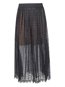 Self Portrait Black Organza Lace Midi Skirt
