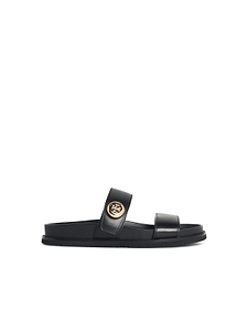 Romy Sport Black Leather Slippers