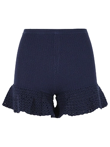 Self Portrait Navy Blue Viscose Blend Shorts