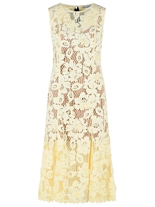 Self Portrait Crochet Yellow Polyester Dress