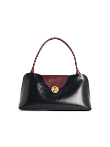 East/West Vivian Black And Brown Lear Shoulder Bag