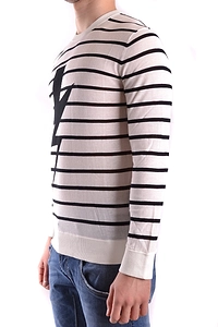 Neil Barrett Striped Lightning Bolt Sweater