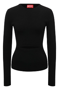 Diesel Black Ribbed Cut-Out Knit Top