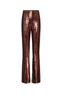 L'agence Brown Sequin Flare Pants