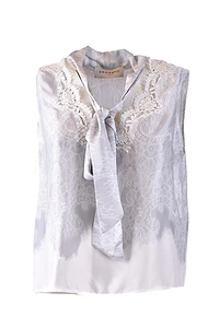 Ermanno Grey Sleeveless Lace Top