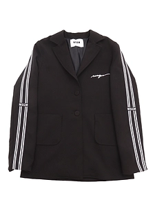 Msgm Fabric Technical Blazer Girl Nero/Black