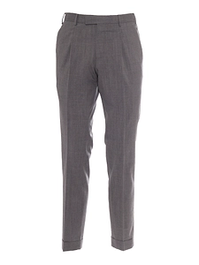 Pt01 Pantalone Master, 1 Pleat, Diagonal Pockets, Flap Back Pockets, Turn Up