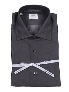 Mazzarelli Camicie Gray Twill Slim Fit Shirt