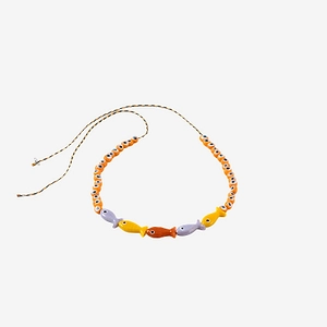 Sorbet Island Fabric And Glass Bead Necklace
