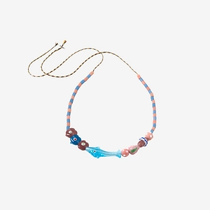 Sorbet Island Necklace With Dolphins And Glass Beads