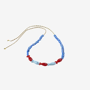 Sorbet Island Fabric And Glass Bead Necklace
