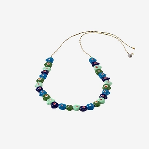 Sorbet Island Heart Shaped Glass Bead Necklace