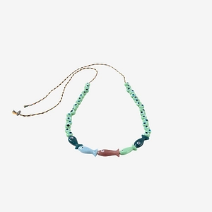 Sorbet Island Fabric And Glass Bead Necklace